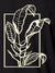 Close up of another 'Calm' design on Women's Dark Grey Collar T-shirt, highlighting the vibrant print.