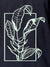 Close up of another 'Calm' design on Men's Navy Blue Collar T-shirt, highlighting the vibrant print.