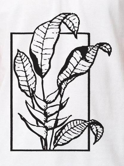 Close up of another 'Calm' design on Men's White Collar T-shirt, highlighting the vibrant print.