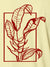 Close up of another 'Calm' design on Women's Yellow Collar T-shirt, highlighting the vibrant print.