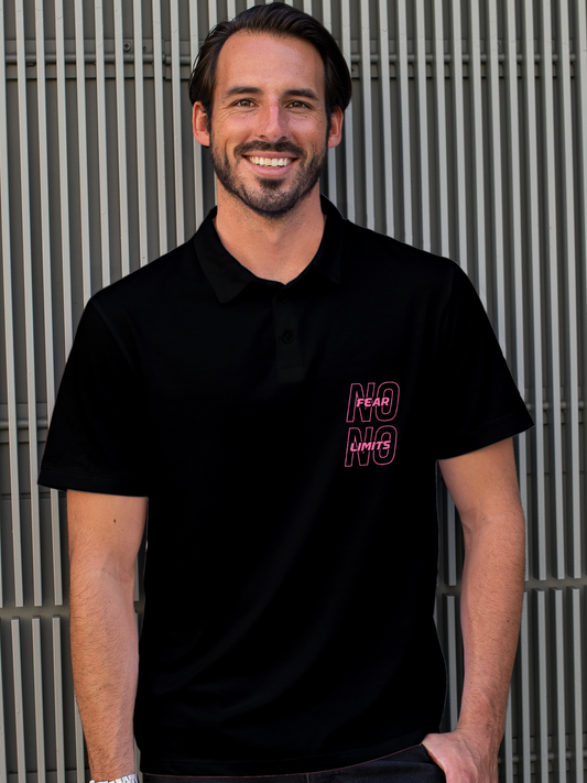 No Fear No Limits in this Black Polo