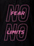 Close up of 'No Fear No Limits' design on Men's Black Polo T-shirt, highlighting intricate details and vibrant print.