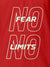 Close up of 'No Fear No Limits' design on Men's Red Polo T-shirt, highlighting intricate details and vibrant print.