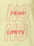 Close up of 'No Fear No Limits' design on Men's Yellow Polo T-shirt, highlighting intricate details and vibrant print.