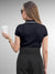 Back view of Fighterhero Women's Navy Blue Polo T-shirt, highlighting the modern look and clean finish