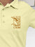 Close up of 'Calm' design on Women's Yellow Polo T-shirt, highlighting intricate details and vibrant print.