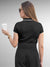 Back view of Fighterhero Women's Dark Grey Polo T-shirt, highlighting the modern look and clean finish