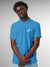 Front view of Fighterhero Men's Blue Polo T-shirt, highlighting the modern look and clean finish