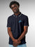 Front view of Fighterhero Men's Navy Blue Polo T-shirt, highlighting the modern look and clean finish
