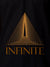 Close up of 'Go Infinite' design on Men's Black Polo T-shirt, highlighting intricate details and vibrant print.