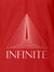 Close up of 'Go Infinite' design on Men's Red Polo T-shirt, highlighting intricate details and vibrant print.