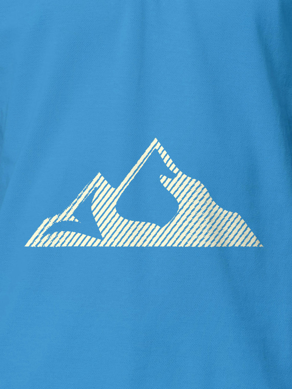 Close up of 'Grit' design on Men's Blue Polo T-shirt, highlighting intricate details and vibrant print.