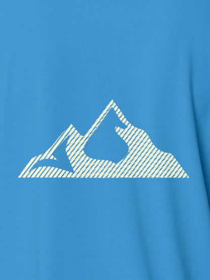Close up of 'Grit' design on Women's Blue Polo T-shirt, highlighting intricate details and vibrant print.