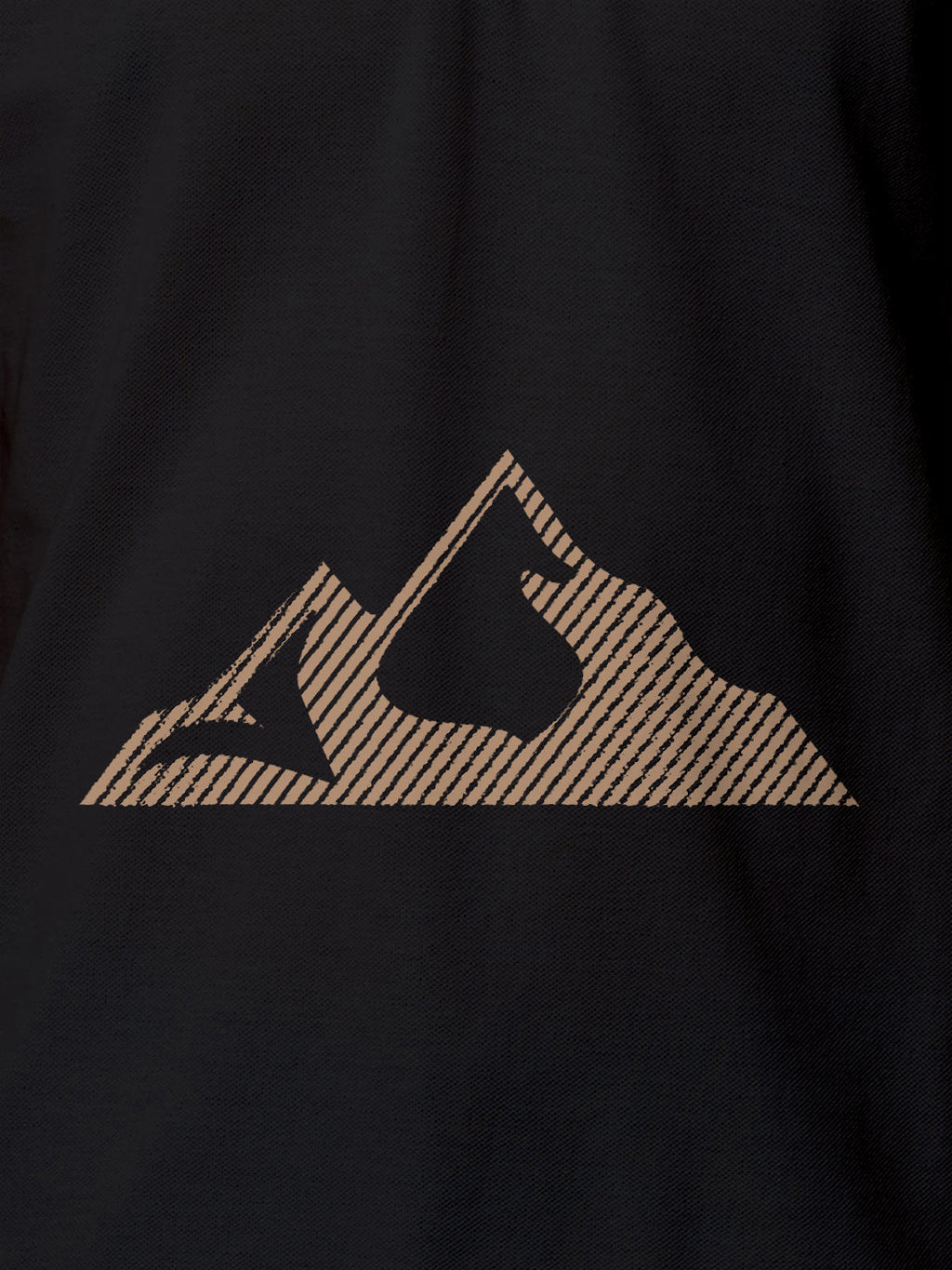 Close up of 'Grit' design on Men's Dark Grey Polo T-shirt, highlighting intricate details and vibrant print.