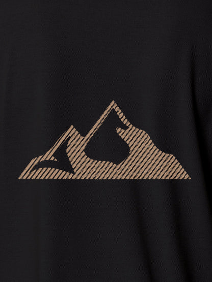 Close up of 'Grit' design on Women's Dark Grey Polo T-shirt, highlighting intricate details and vibrant print.