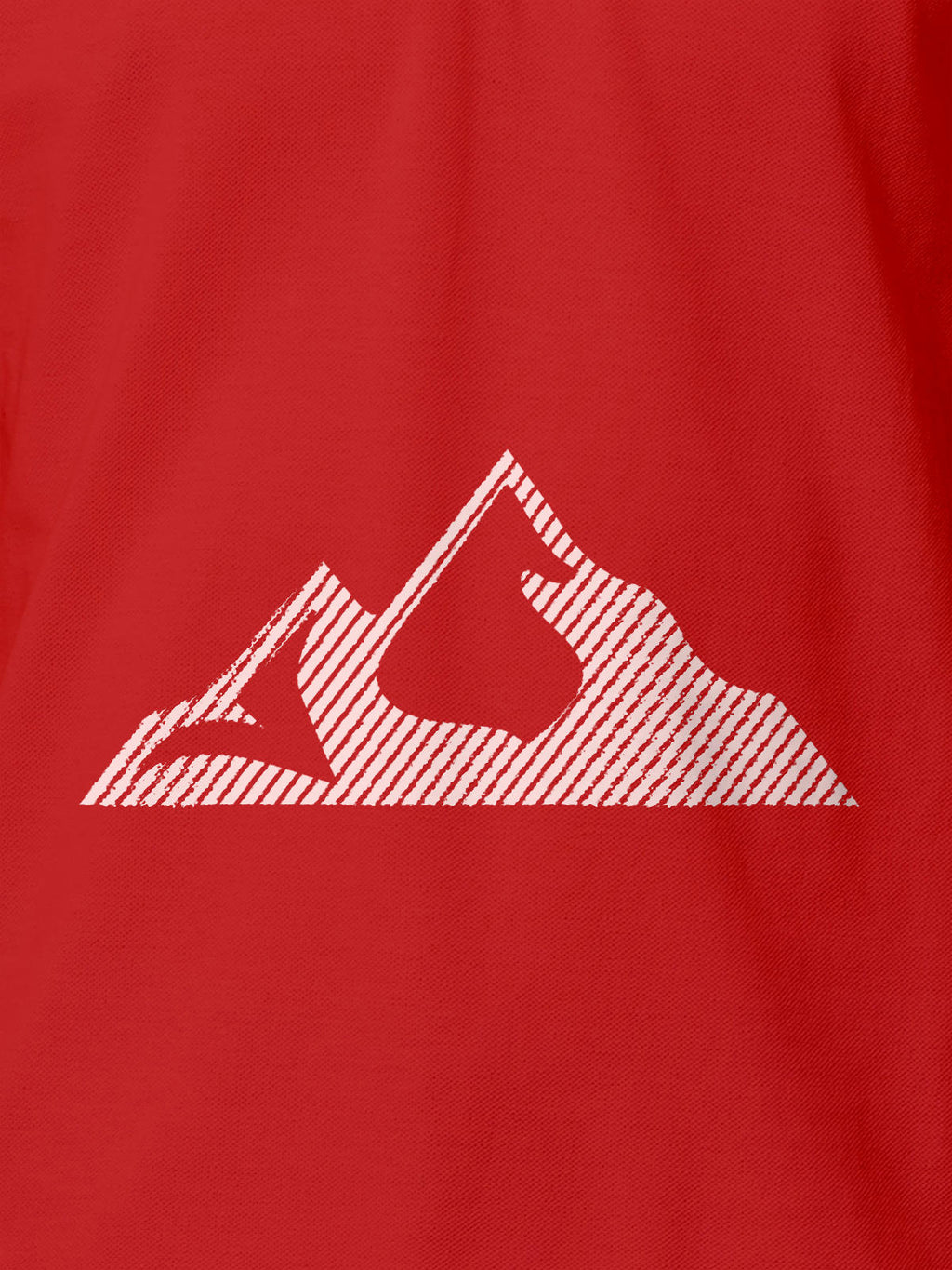 Close up of 'Grit' design on Men's Red Polo T-shirt, highlighting intricate details and vibrant print.