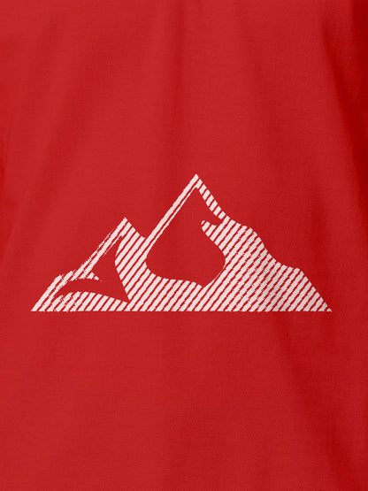 Close up of 'Grit' design on Men's Red Polo T-shirt, highlighting intricate details and vibrant print.