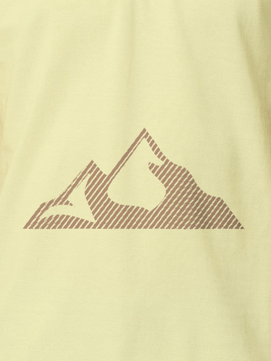 Close up of 'Grit' design on Men's Yellow Polo T-shirt, highlighting intricate details and vibrant print.