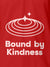Close up of 'Bound By Kindness' design on Men's Red Polo T-shirt, highlighting intricate details and vibrant print.