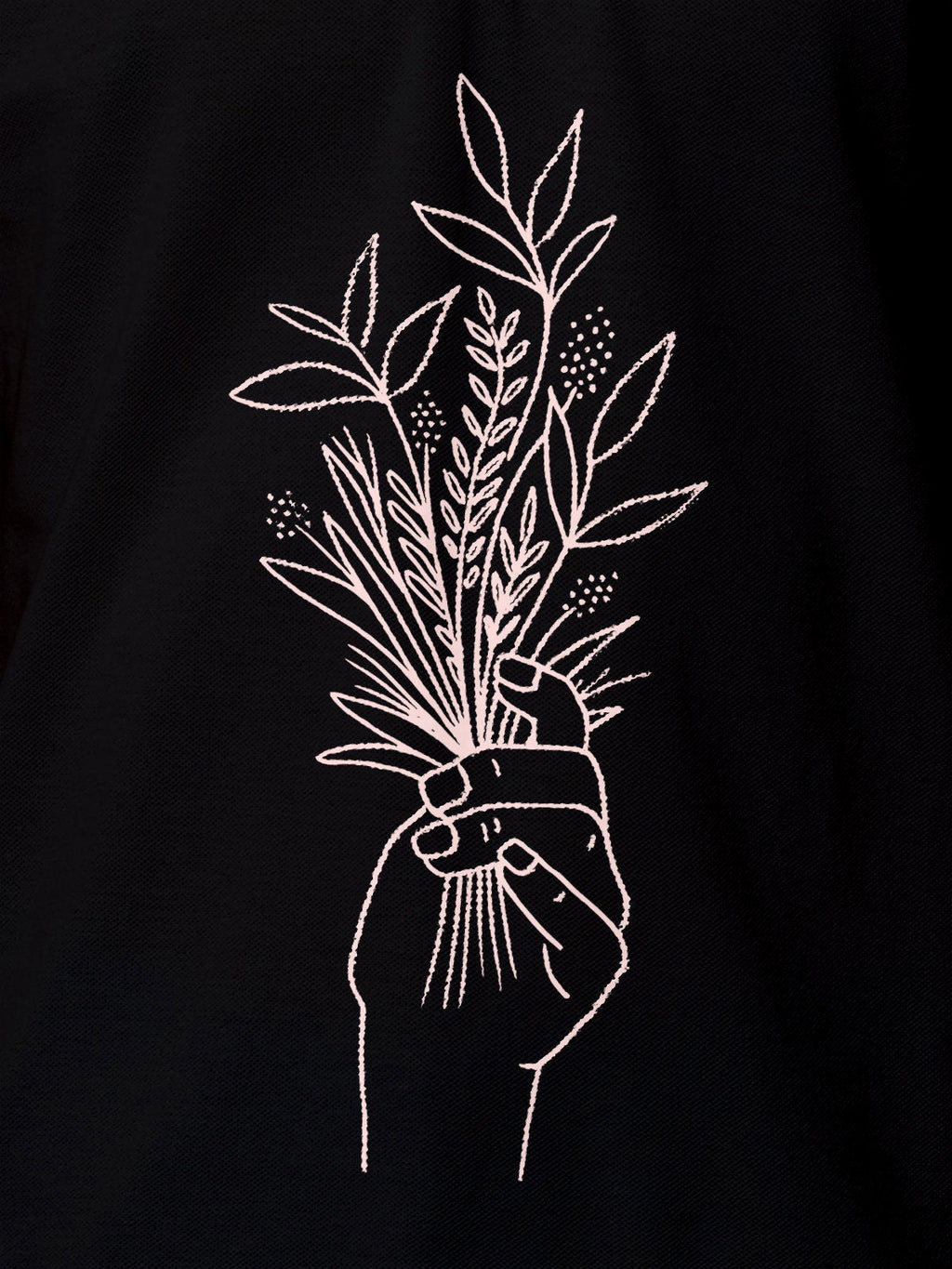 Close up of another 'There's Always a Sunrise' design on Men's Black Collar T-shirt, highlighting the vibrant print.