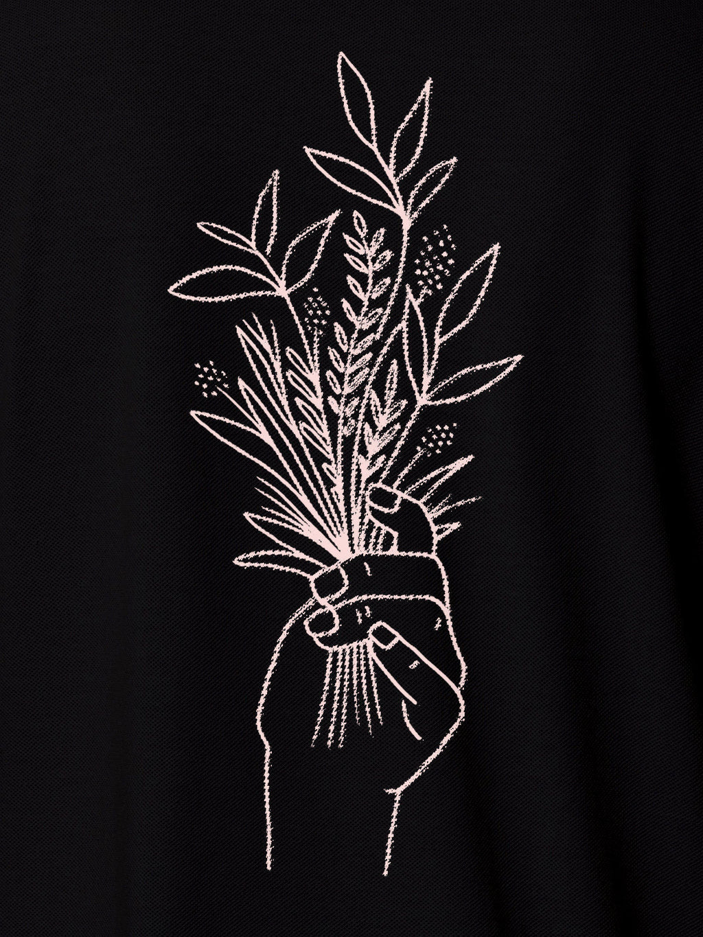 Close up of another 'There's Always a Sunrise' design on Women's Black Collar T-shirt, highlighting the vibrant print.
