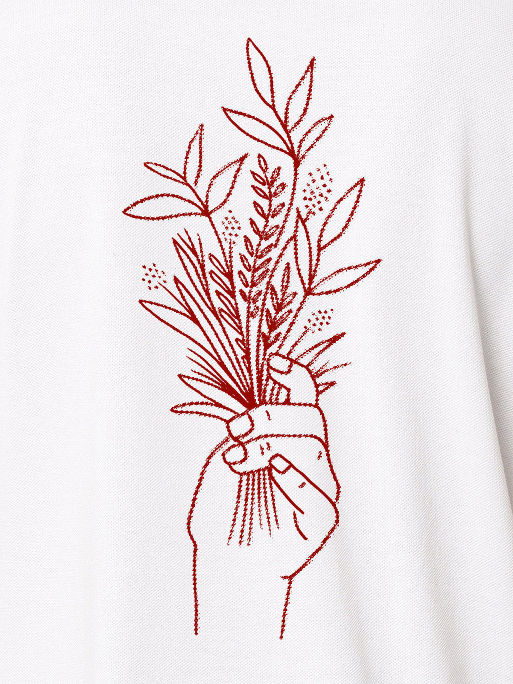 Close up of another 'There's Always a Sunrise' design on Women's White Collar T-shirt, highlighting the vibrant print.