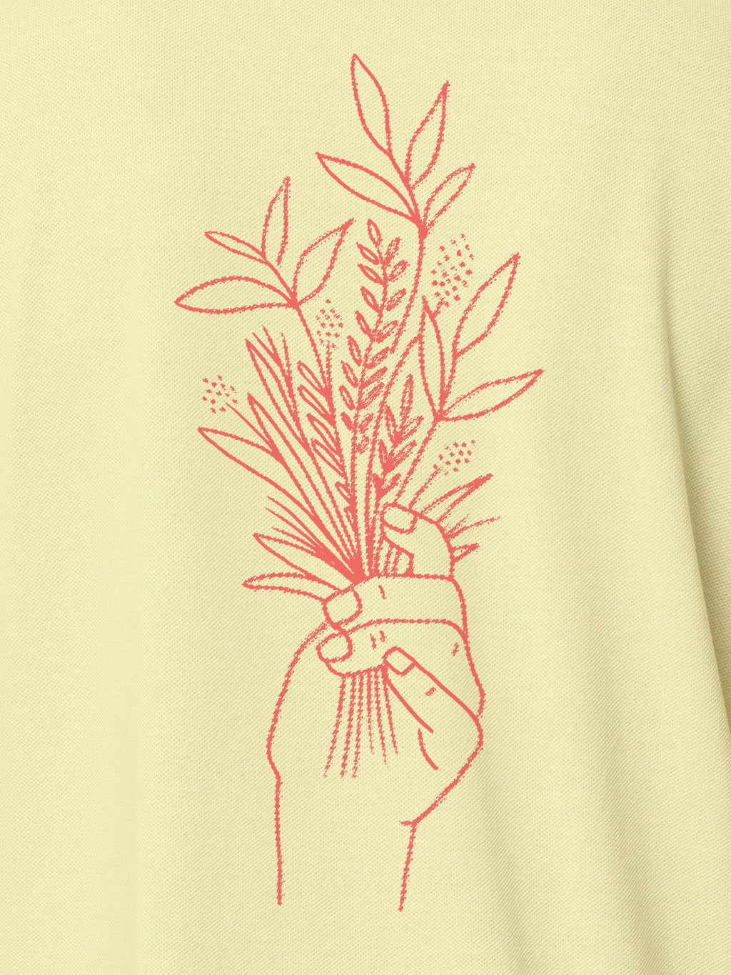 Close up of another 'There's Always a Sunrise' design on Women's Yellow Collar T-shirt, highlighting the vibrant print.