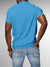 Back view of Fighterhero Men's Blue Polo T-shirt, highlighting the modern look and clean finish