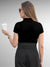 Back view of Fighterhero Women's Black Polo T-shirt, highlighting the modern look and clean finish