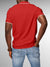 Back view of Fighterhero Men's Red Polo T-shirt, highlighting the modern look and clean finish