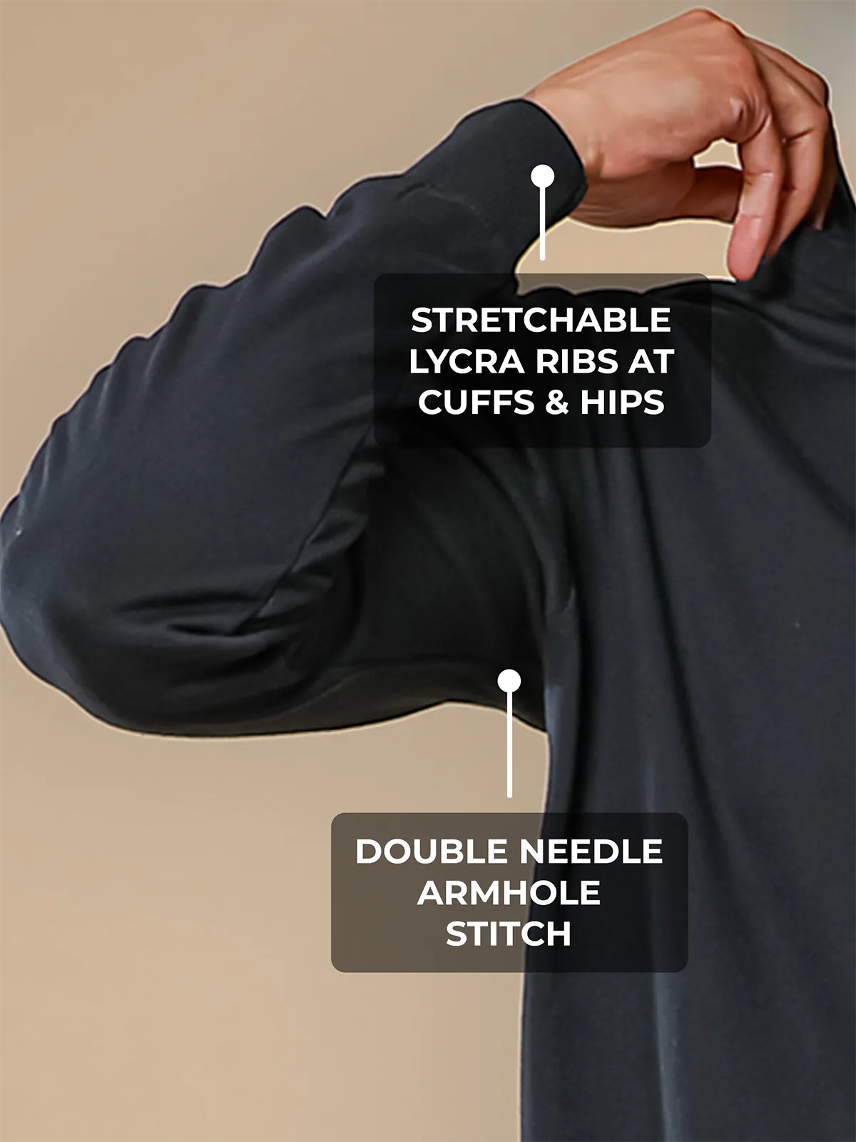 Women's Black Hoodie with Double Needle Armhole Stitch, and Stretchable Lycra Ribs for a premium look.