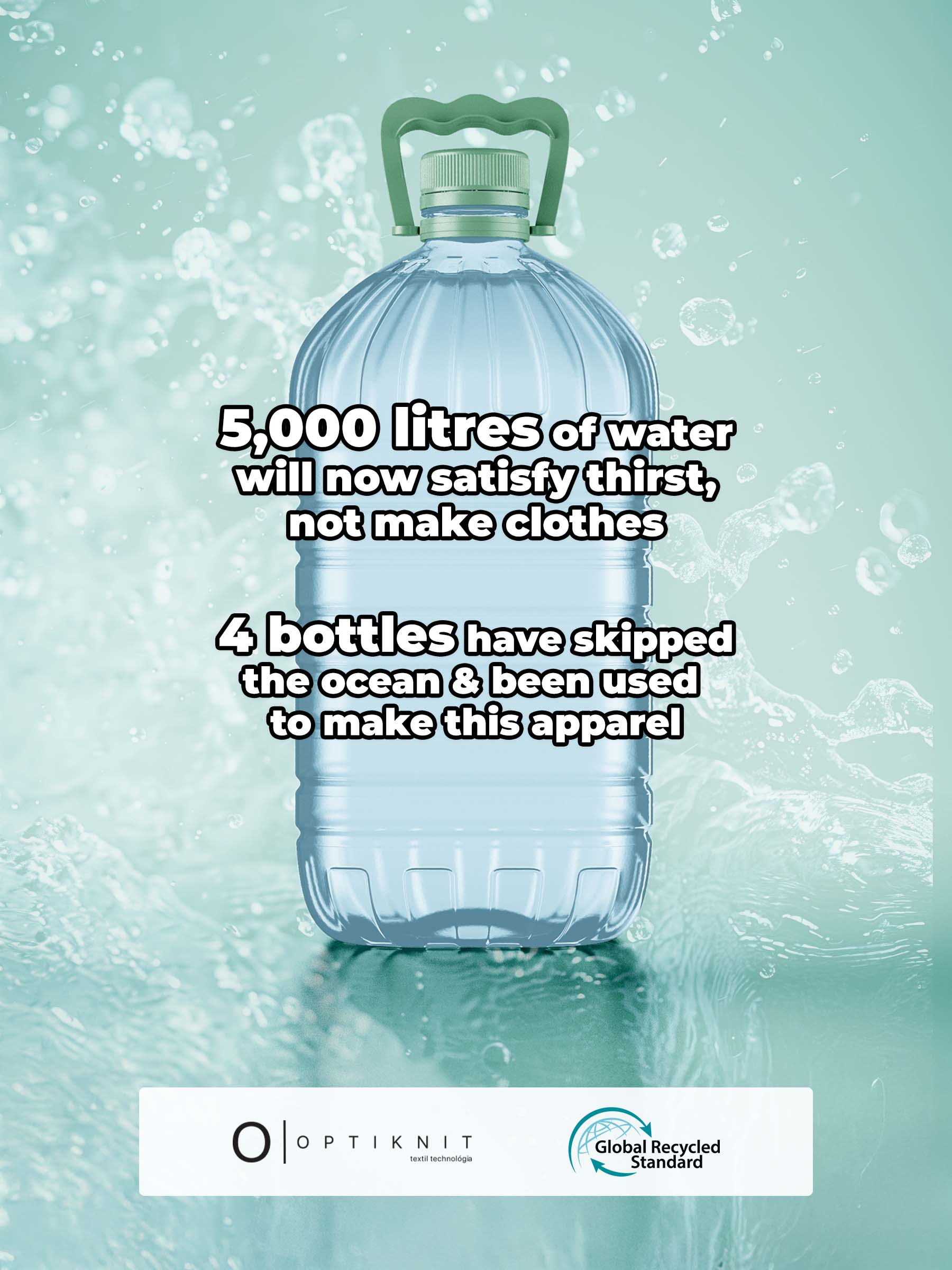 Sustainable Women's White Polo T-shirt, certified by Optiknit Turkey & Global Recycled Standard, saving 5000L of water